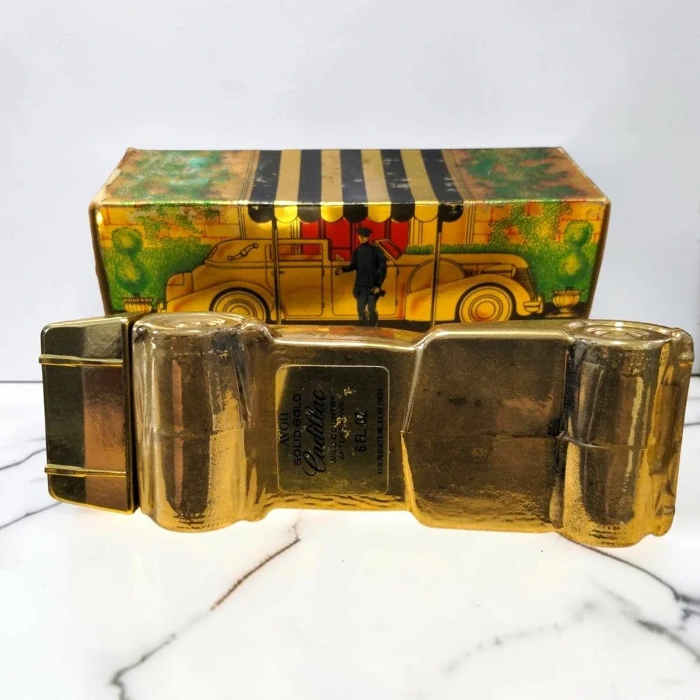 VTG 70s Avon Solid Gold Cadillac Wild Country After Shave 6oz Men Bottle NIB Box